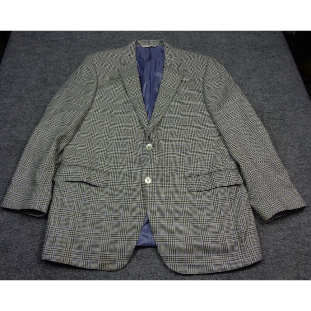 Samuelsohn Blazer Mens 42R Gray Glen Check Plaid 100% Linen Sport Coat